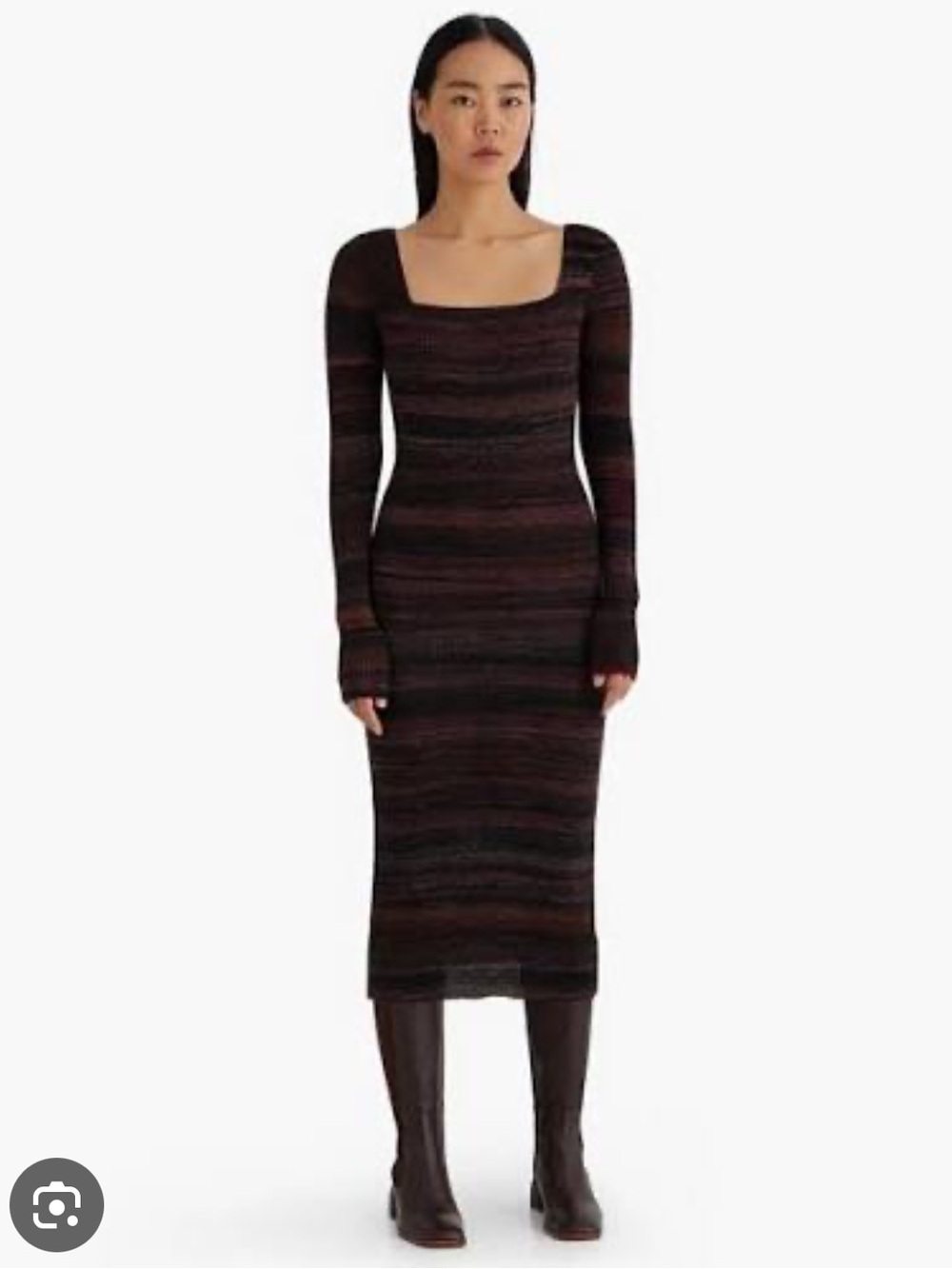 Paloma Wool Black and Brown Striped Knit Dress